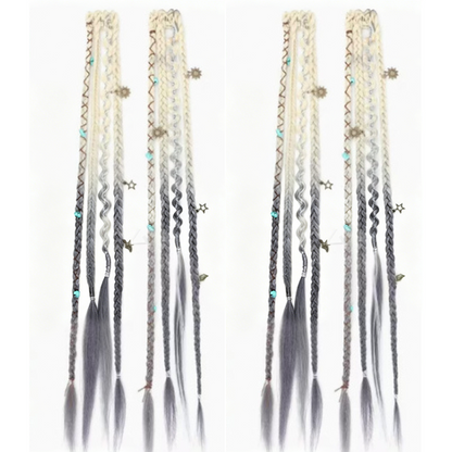 Maillard Style Pre-Braided Hair Extensions – Bohemian Braids, Metallic Accents, Festival Ready