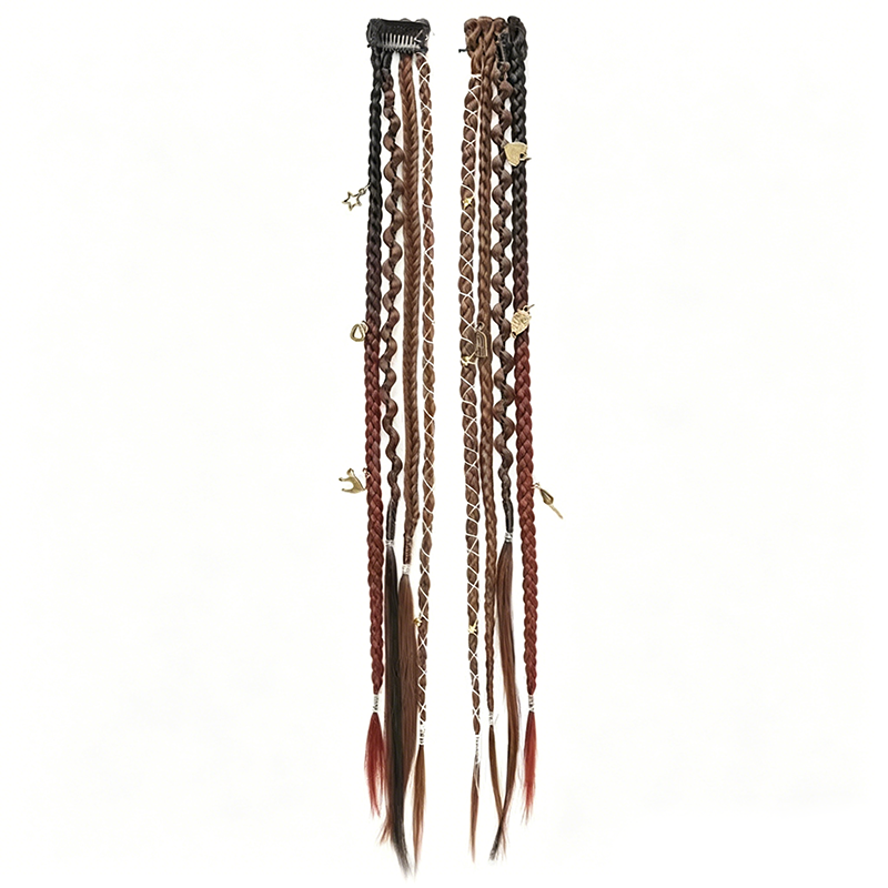 Maillard Style Pre-Braided Hair Extensions – Bohemian Braids, Metallic Accents, Festival Ready