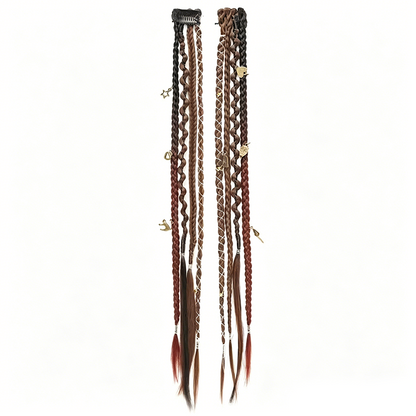 Maillard Style Pre-Braided Hair Extensions – Bohemian Braids, Metallic Accents, Festival Ready