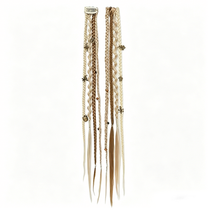 Maillard Style Pre-Braided Hair Extensions – Bohemian Braids, Metallic Accents, Festival Ready