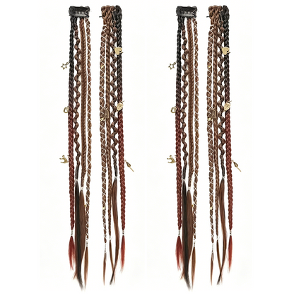 Maillard Style Pre-Braided Hair Extensions – Bohemian Braids, Metallic Accents, Festival Ready