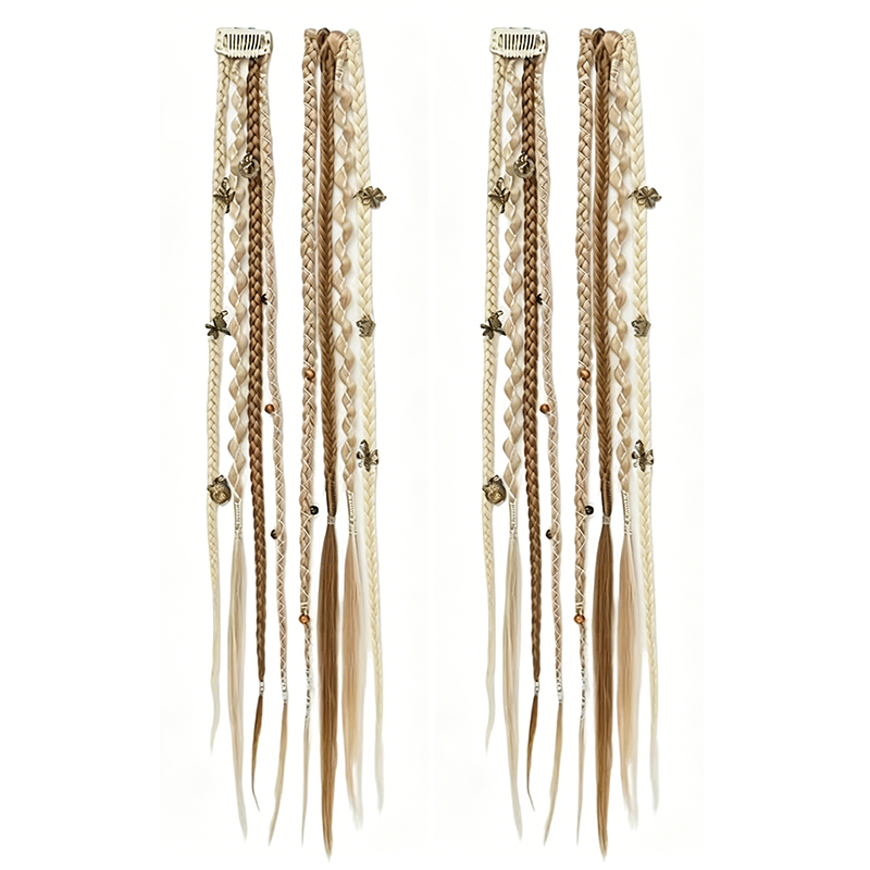 Maillard Style Pre-Braided Hair Extensions – Bohemian Braids, Metallic Accents, Festival Ready