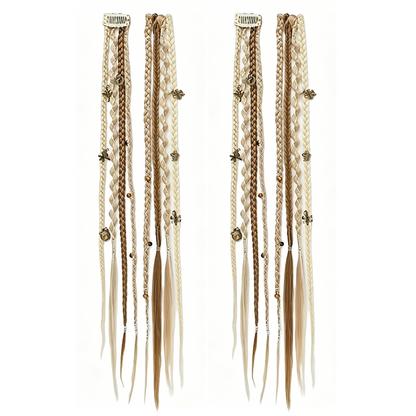Maillard Style Pre-Braided Hair Extensions – Bohemian Braids, Metallic Accents, Festival Ready