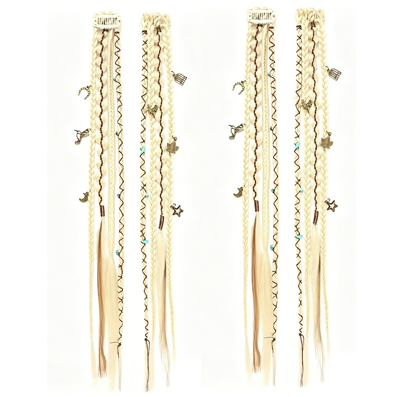 Maillard Style Pre-Braided Hair Extensions – Bohemian Braids, Metallic Accents, Festival Ready