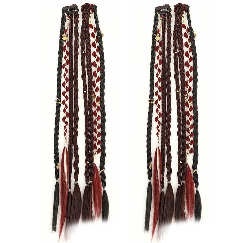 Maillard Style Pre-Braided Hair Extensions – Bohemian Braids, Metallic Accents, Festival Ready
