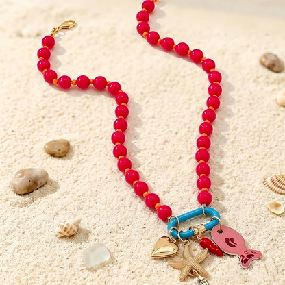 🎉 2026 Sale — Over 46,000 Sold! 📿 Vibrant Boho Coastal Beaded Necklace – Fish & Starfish Charms 🌊