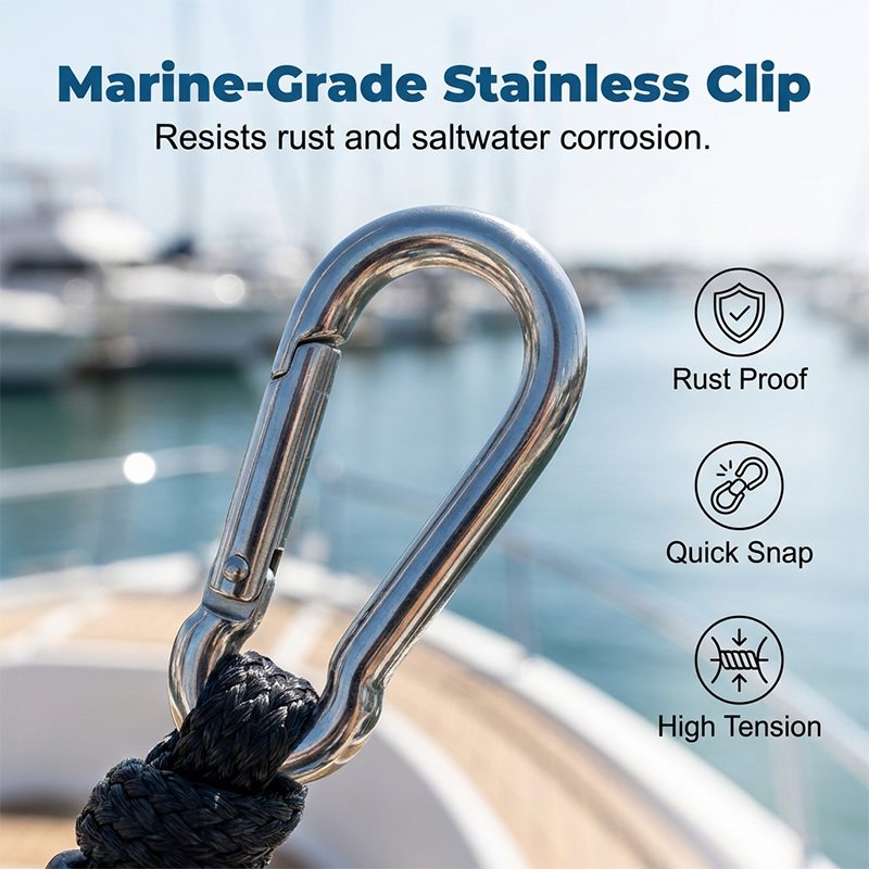 Heavy-Duty Bungee Dock Lines with Stainless Steel Clip🛥️