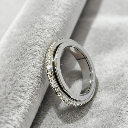 📢📢40% OFF !! ⏰Titanium Steel Rotatable Spinner Ring with Zirconia