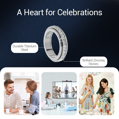 📢📢40% OFF !! ⏰Titanium Steel Rotatable Spinner Ring with Zirconia