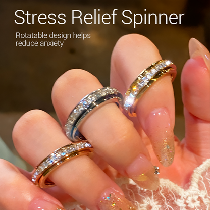 📢📢40% OFF !! ⏰Titanium Steel Rotatable Spinner Ring with Zirconia