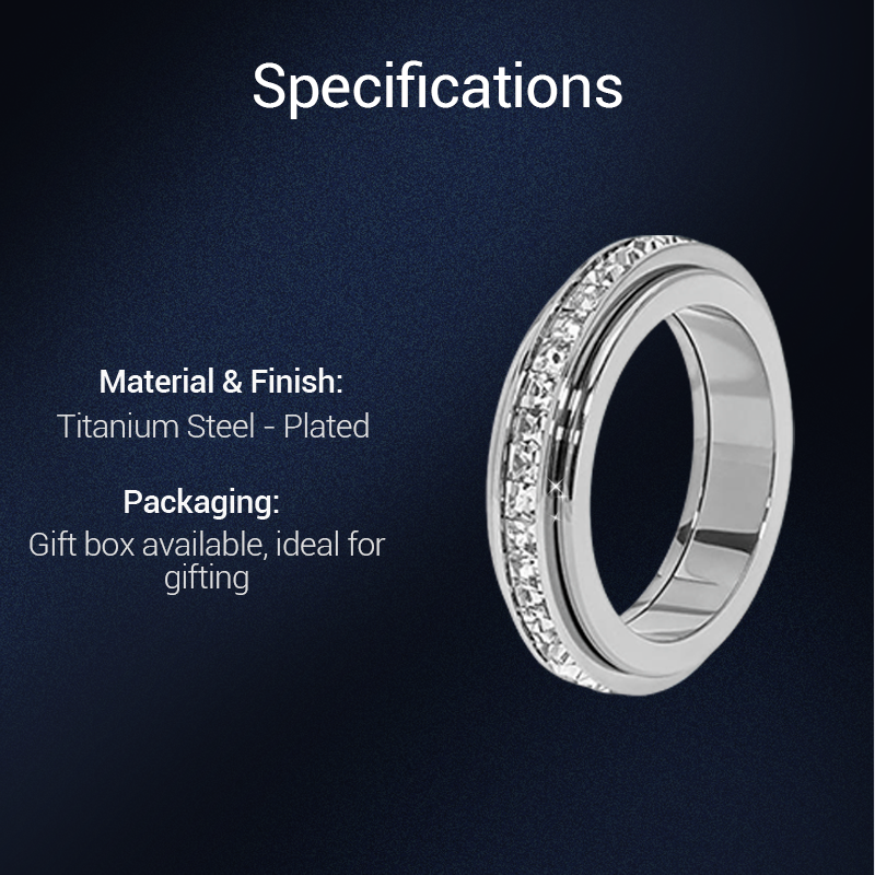 📢📢40% OFF !! ⏰Titanium Steel Rotatable Spinner Ring with Zirconia