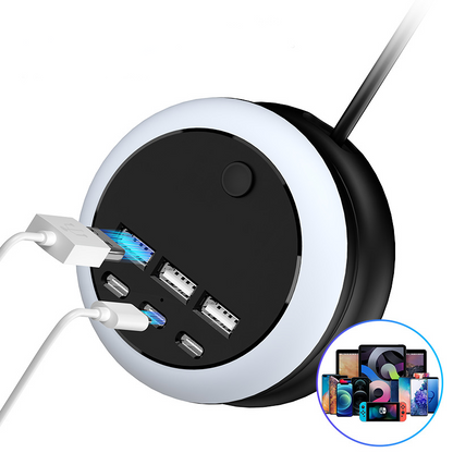 🔥Summer Hot Sales - Save 49% OFF🔋 Portable Power Strip with USB-C Charging & LED Lights ✨ – 6 USB Ports for Home 🏠, Office 💻 & Travel ✈️