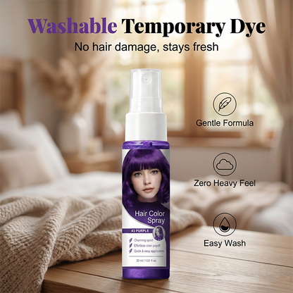 🌈 50% OFF! Temporary Hair Color Spray – Instant purple highlights, washable & gentle. No residue, no damage. Try a new look today! 🌟💜