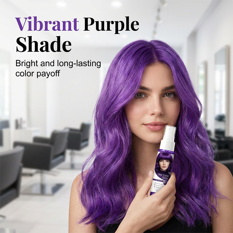 🌈 50% OFF! Temporary Hair Color Spray – Instant purple highlights, washable & gentle. No residue, no damage. Try a new look today! 🌟💜