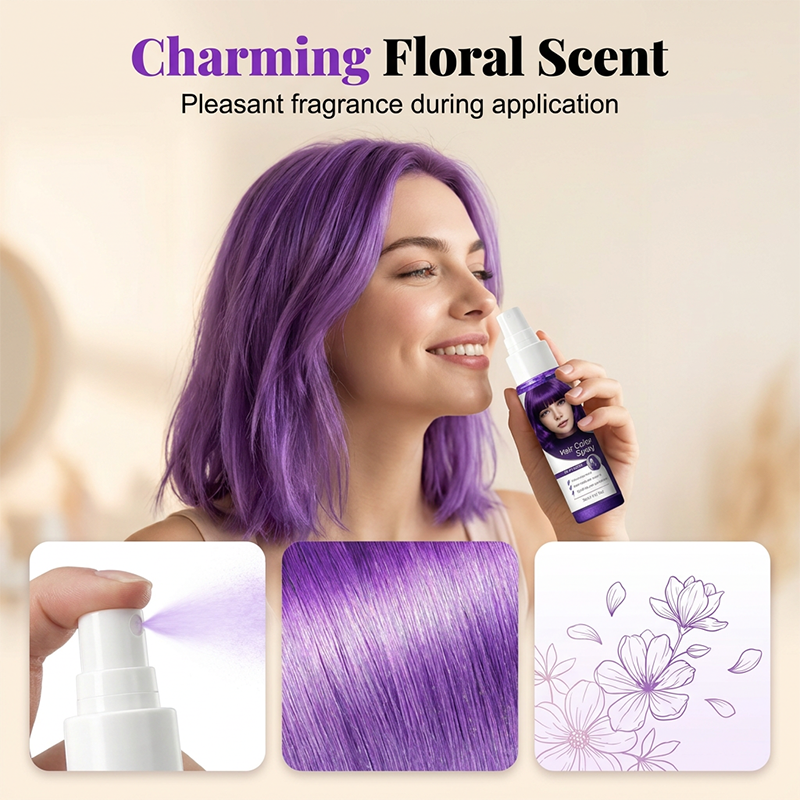 🌈 50% OFF! Temporary Hair Color Spray – Instant purple highlights, washable & gentle. No residue, no damage. Try a new look today! 🌟💜