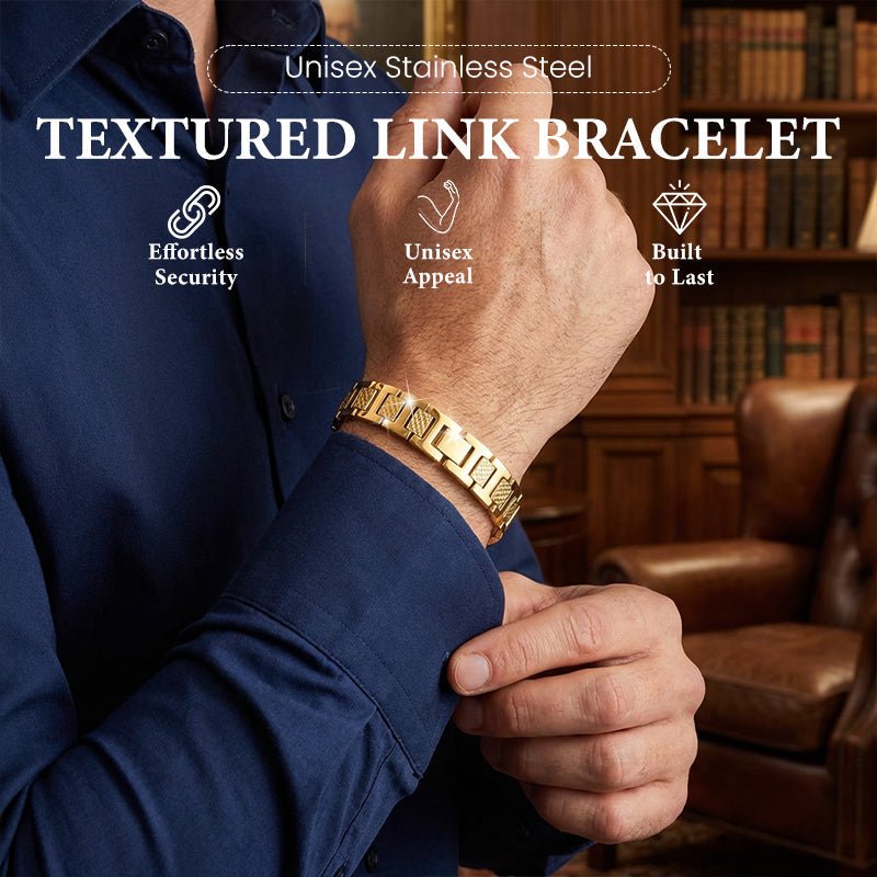 📢📢30% OFF !! ⏰Unisex Stainless Steel Textured Link Bracelet