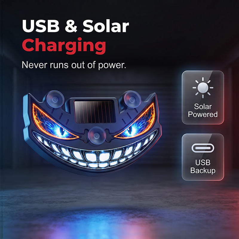 📢📢40% OFF !! ⏰Solar Devil Eye LED Car Warning Light