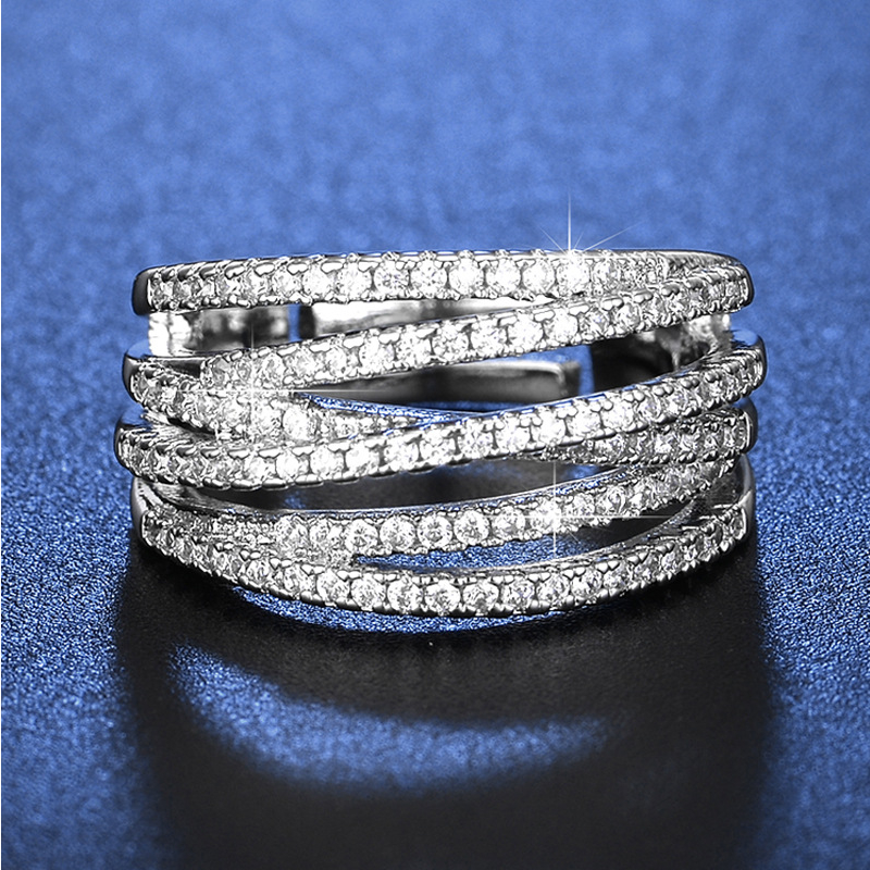 💍 ADJUSTABLE CROSSOVER RING — Sparkling Pavé & Multi-Band Elegant Design ✨