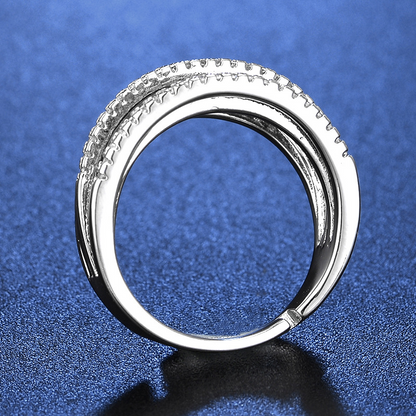 💍 ADJUSTABLE CROSSOVER RING — Sparkling Pavé & Multi-Band Elegant Design ✨