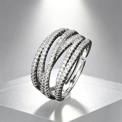 💍 ADJUSTABLE CROSSOVER RING — Sparkling Pavé & Multi-Band Elegant Design ✨