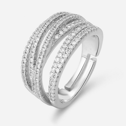 💍 ADJUSTABLE CROSSOVER RING — Sparkling Pavé & Multi-Band Elegant Design ✨