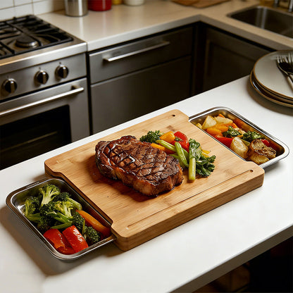 🔥While Supplies Last 50% OFF!🔪Wooden Cutting Board with Slide-Out Trays
