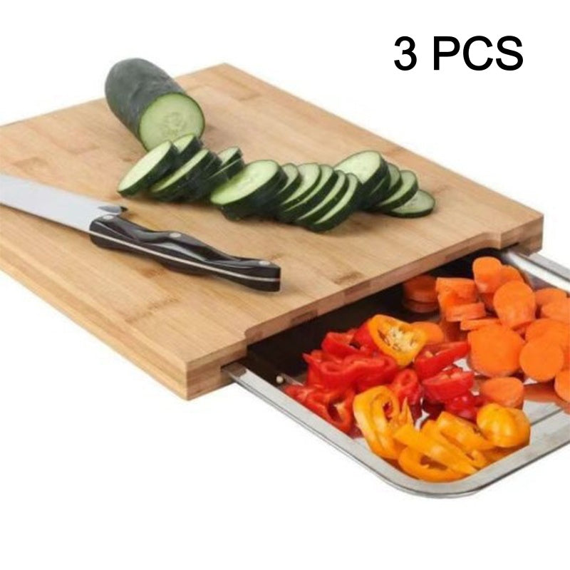 🔥While Supplies Last 50% OFF!🔪Wooden Cutting Board with Slide-Out Trays