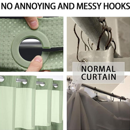🛁✨50% OFF! 🚿🪟 Finally, a shower curtain that actually keeps water IN — no hooks, no leaks, waffle texture, bright & private. Over 12,658 bathrooms upgraded! ✨
