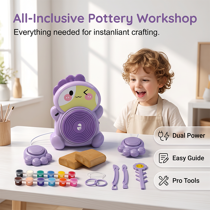 📢📢50% OFF !! ⏰Kids Electric Pottery Wheel DIY Clay Craft Kit