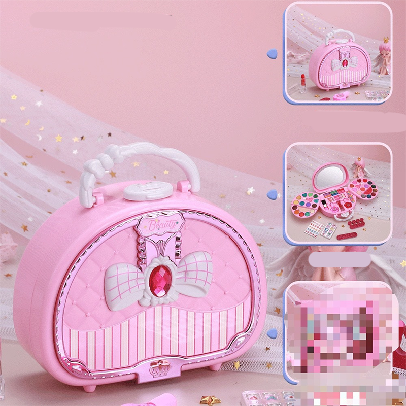 📢📢40% OFF !! ⏰Kids Washable Makeup Toy Set with Portable Pink Handbag