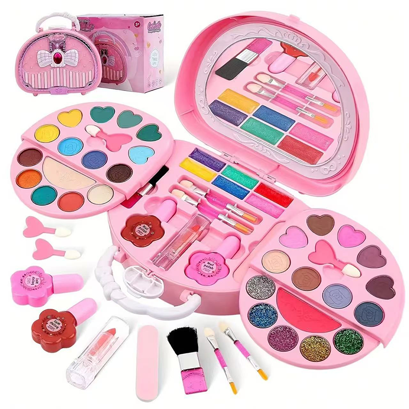 📢📢40% OFF !! ⏰Kids Washable Makeup Toy Set with Portable Pink Handbag