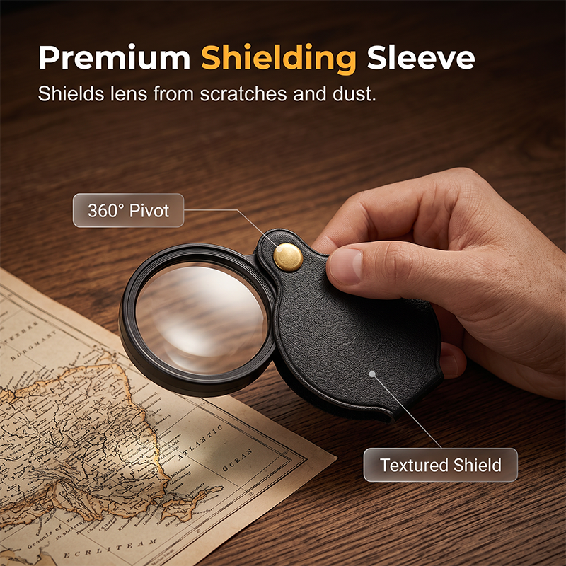 📢📢50% OFF !! ⏰🔎Portable Pocket Magnifier with Folding Protective PU Leather Case