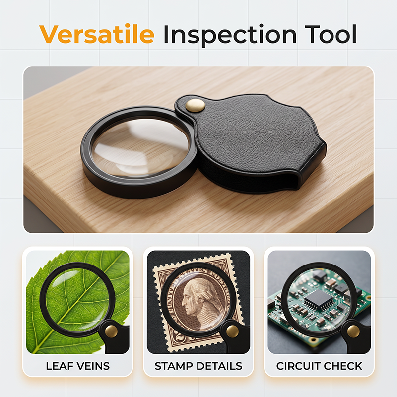 📢📢50% OFF !! ⏰🔎Portable Pocket Magnifier with Folding Protective PU Leather Case