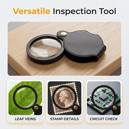 📢📢50% OFF !! ⏰🔎Portable Pocket Magnifier with Folding Protective PU Leather Case