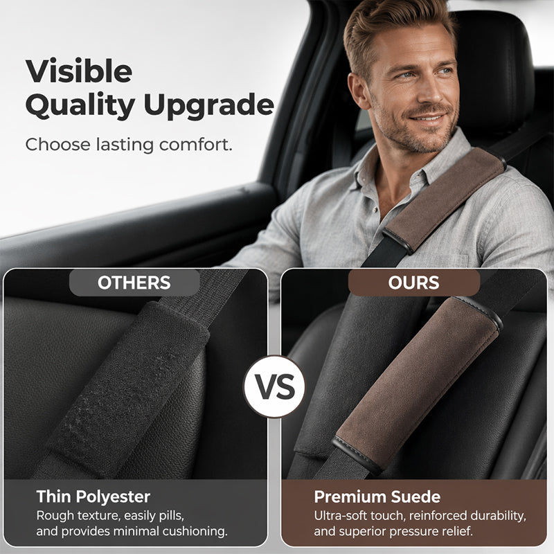 📢📢BUY 1 GET 1 FREE !! ⏰Universal Faux Suede Car Seat Belt Shoulder Cover Extended Cushion Padding