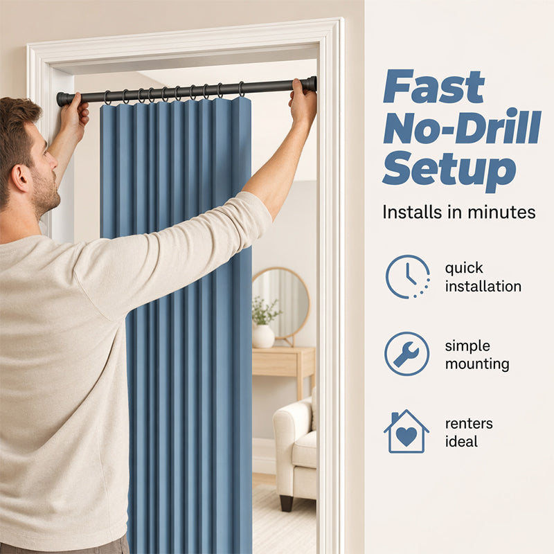 ⏰🔥LIMITED TIME 48% OFF! ⭐No-Drill Magnetic Accordion Door Curtain
