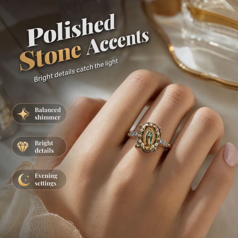 📢📢40% OFF !! ⏰Vintage Gold Virgin Mary Oval Crystal Ring