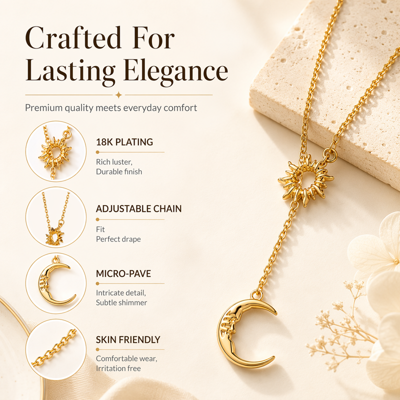 📢📢40% OFF !! ⏰Elegant Sun and Moon Pendant Necklace