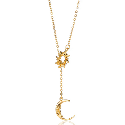 📢📢40% OFF !! ⏰Elegant Sun and Moon Pendant Necklace