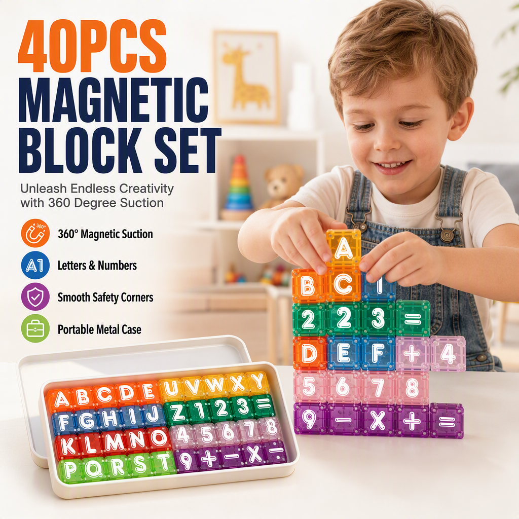 📢📢40% OFF !! ⏰Magnetic Alphabet Number Cubes for Children