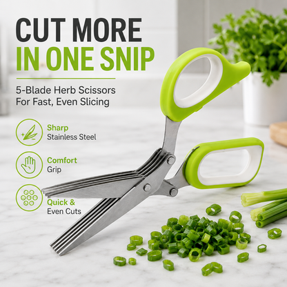 🌿5-Blade Stainless Steel Herb Scissors with Protective Sheath