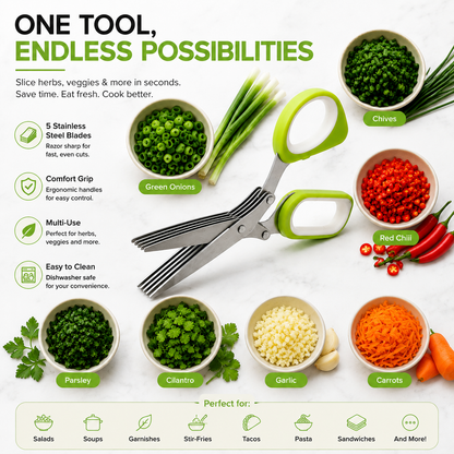 🌿5-Blade Stainless Steel Herb Scissors with Protective Sheath