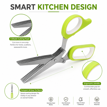 🌿5-Blade Stainless Steel Herb Scissors with Protective Sheath