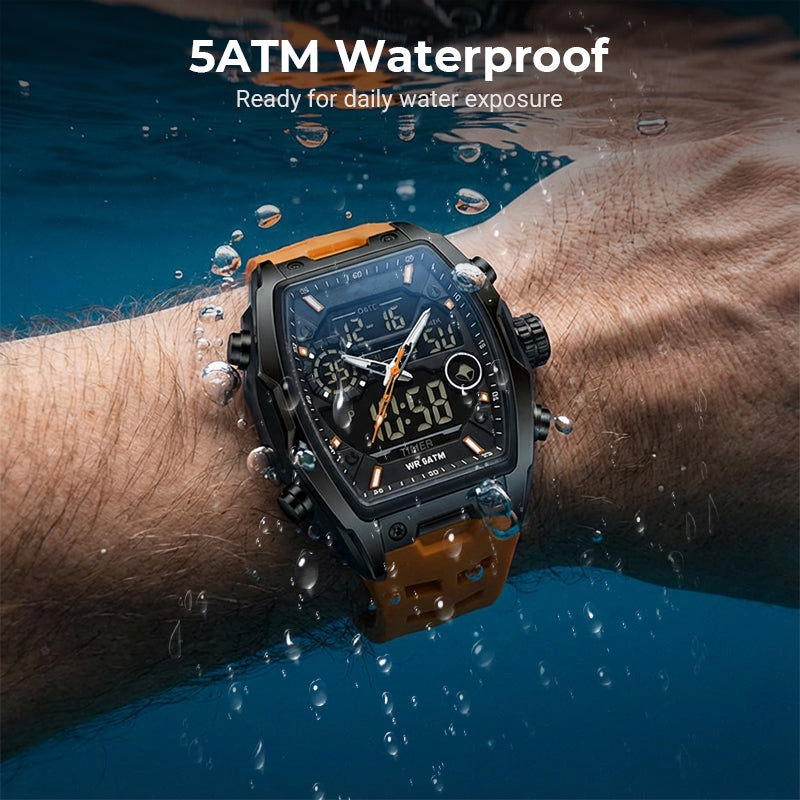 ⌚ Read It in the Dark – Men's Dual Display Sports Watch with Luminous Dial. Waterproof & Rugged. 50% Off. UK Stock