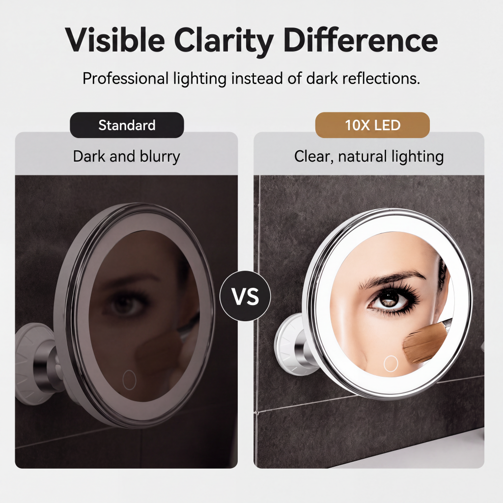 🎁2026 New Arrivals 50% OFF💥10x Magnifying Makeup Mirror with LED Light and Suction Cup
