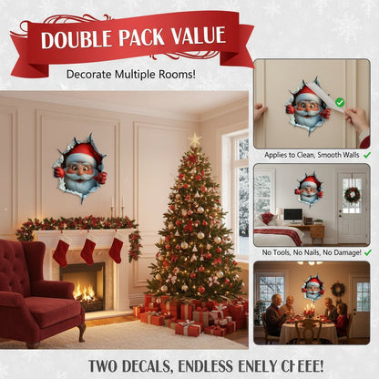 🎅Christmas Sale Buy 1 Get 1 Free ￡7.99!!☃️Santa's Surprise 3D Wall Decals🎄