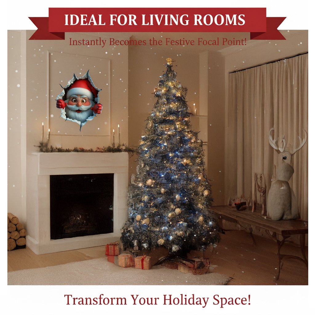 🎅Christmas Sale Buy 1 Get 1 Free ￡7.99!!☃️Santa's Surprise 3D Wall Decals🎄