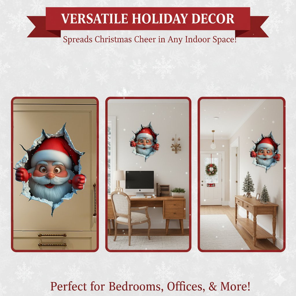 🎅Christmas Sale Buy 1 Get 1 Free ￡7.99!!☃️Santa's Surprise 3D Wall Decals🎄