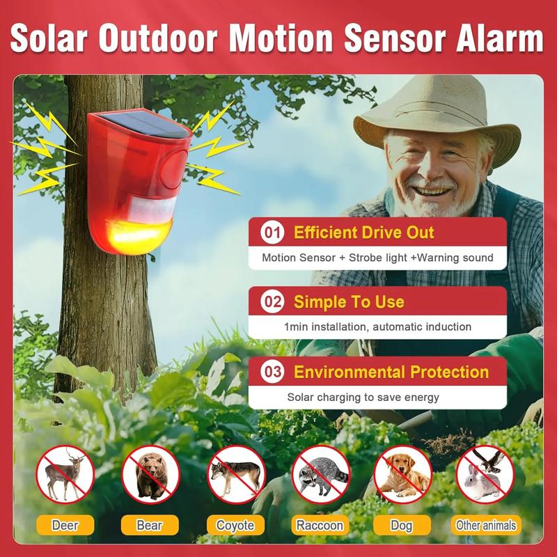 🛡️ Solar Ultrasonic Animal Scarer – 110° PIR Motion Sensor Detects Up to 8m