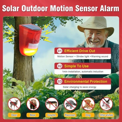 🛡️ Solar Ultrasonic Animal Scarer – 110° PIR Motion Sensor Detects Up to 8m
